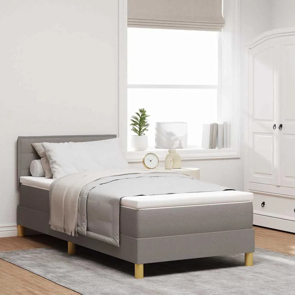 Cama Box Spring com Colchão Taupe 80x200 cm Tecido