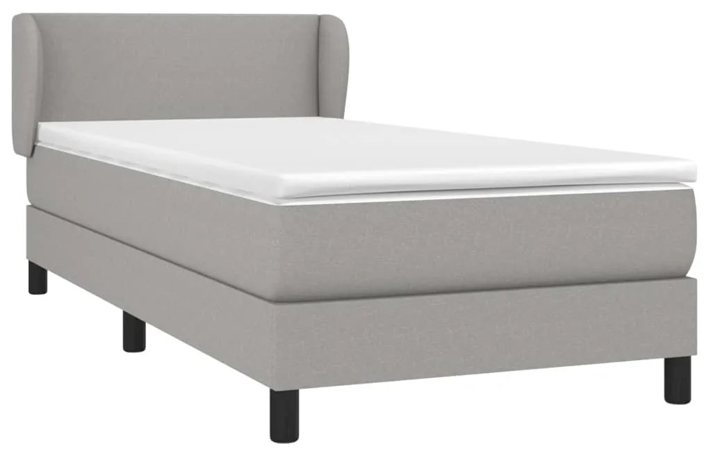 Cama com molas/colchão 90x190 cm tecido cinzento-claro