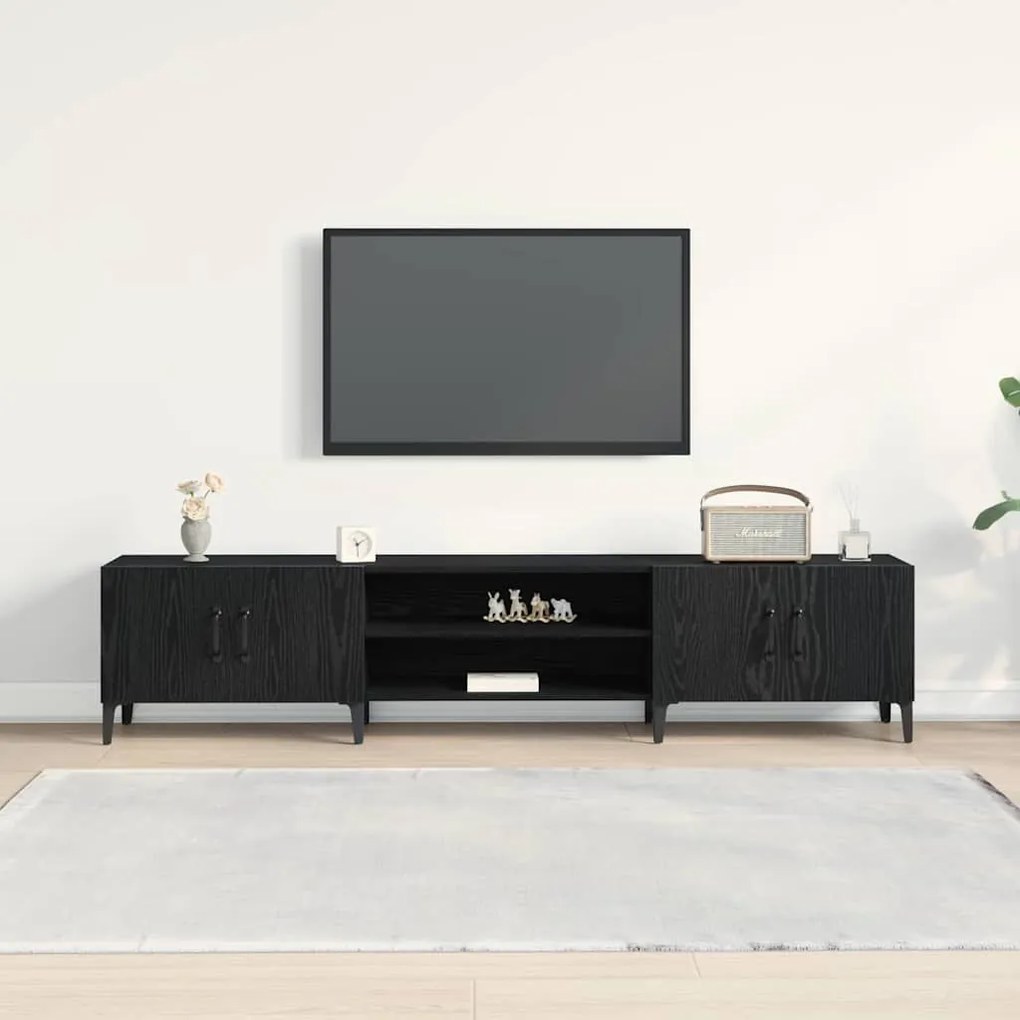 Estante de TV vidaXL Preta Carvalho 180x31,5x40 cm Madeira Engineered