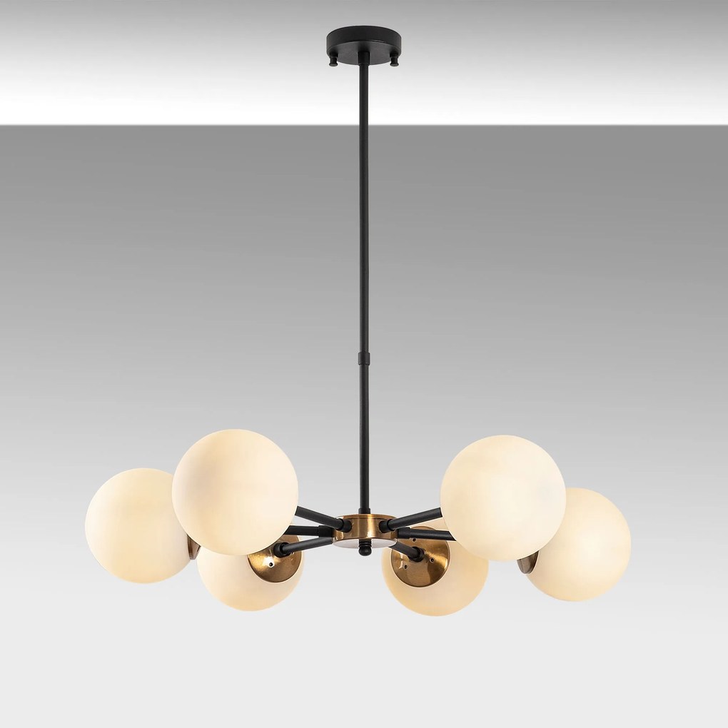 Candeeiro de Teto Akkas – Preto e Creme Envelhecido – 73 x 73 x 35-72