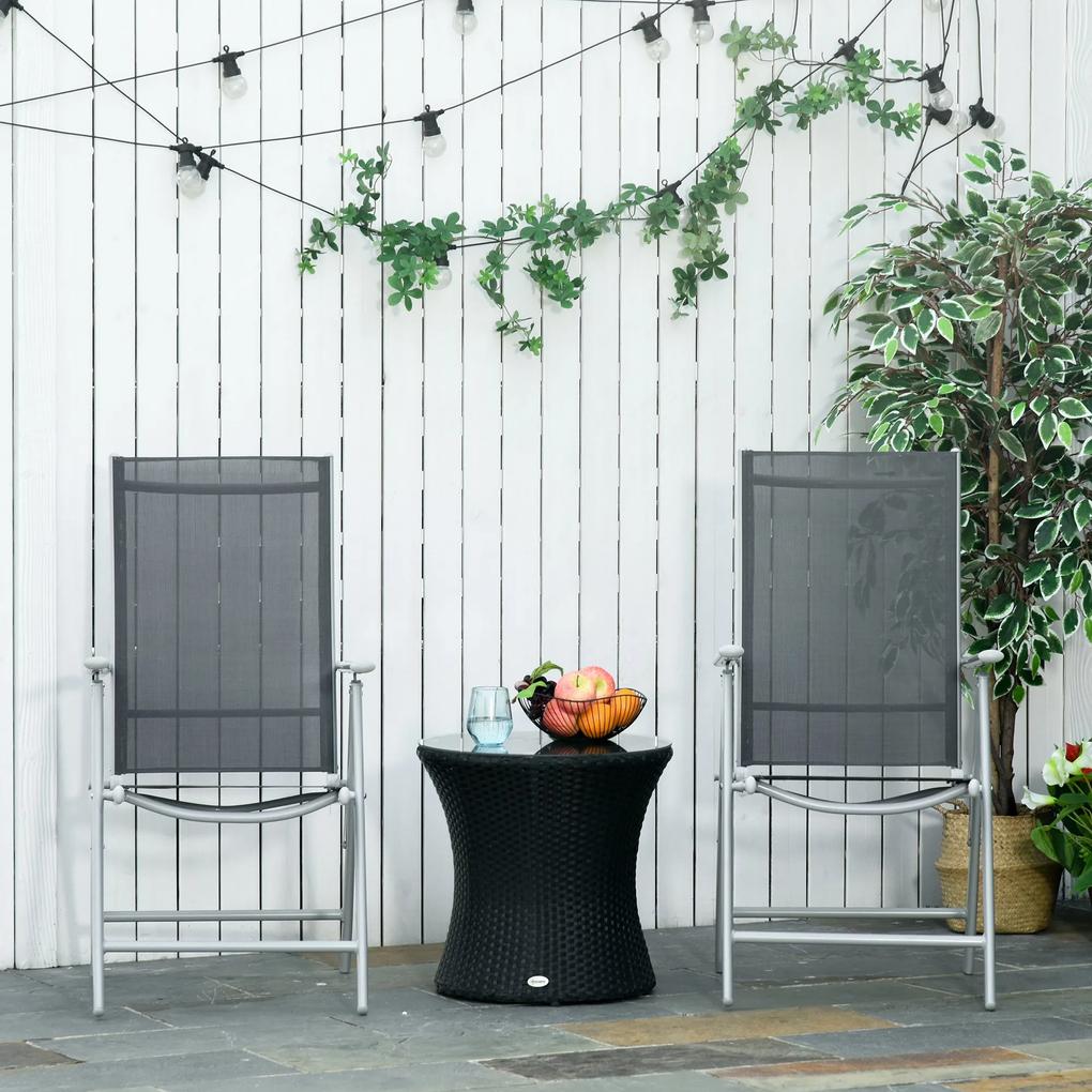 Outsunny Conjunto de 2 cadeiras dobráveis ​​de alumínio para jardim com encosto alto ajustável de 8 níveis e apoio de braços 65x55x107 cm cinza