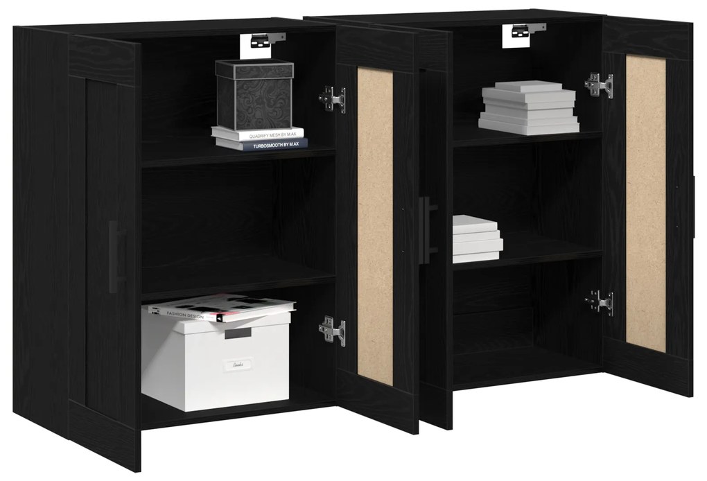 Gabinetes Suspensos 2 pcs Carvalho Preto Madeira Engenheirada