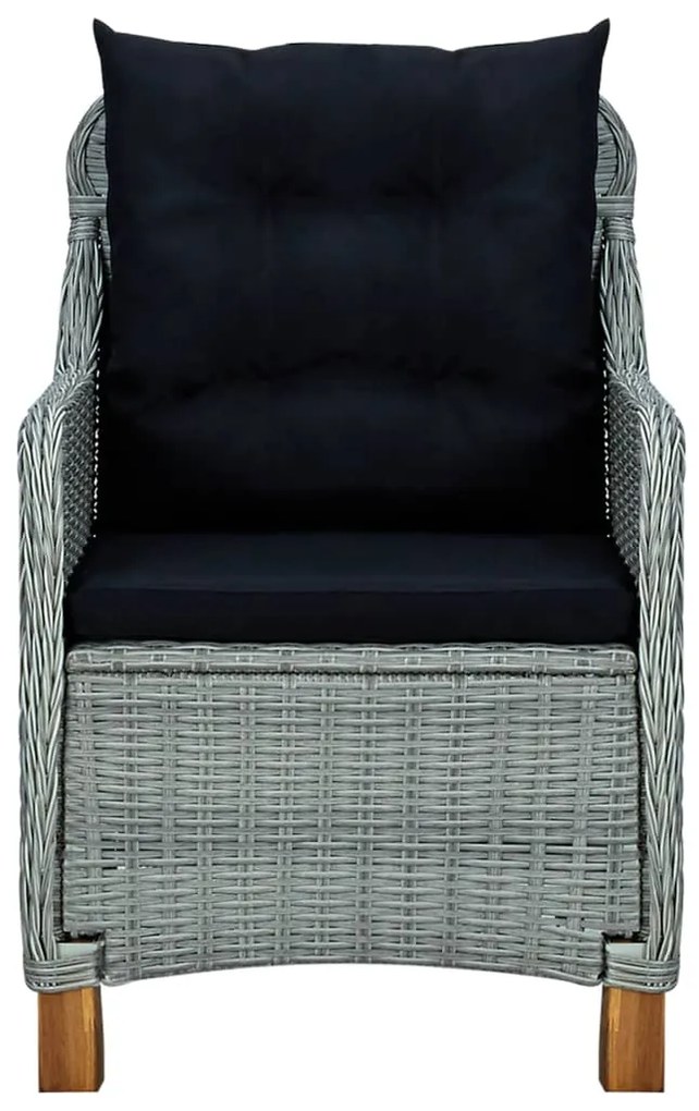 3 pcs conjunto de jantar para jardim cinzento-claro