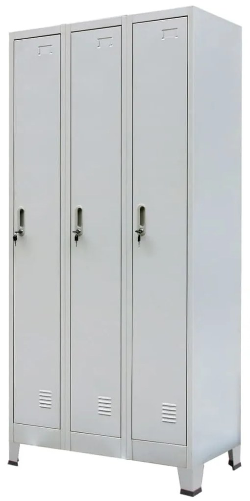 20155 vidaXL Cacifo com 3 compartimentos aço 90x45x180 cm cinzento