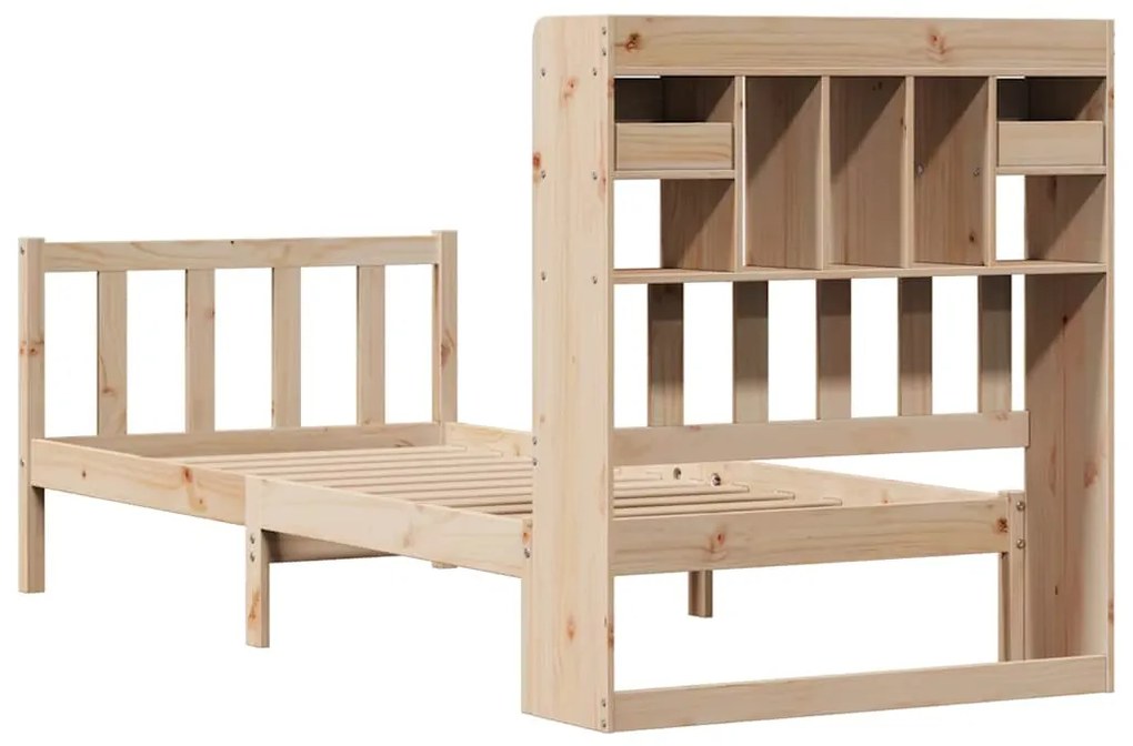 Cama com estante sem colchão 100x200 cm pinho maciço