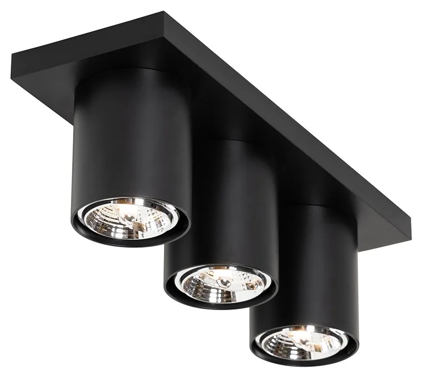 Candeeiro de Teto Moderno Preto 3 Luzes - Tubo Moderno