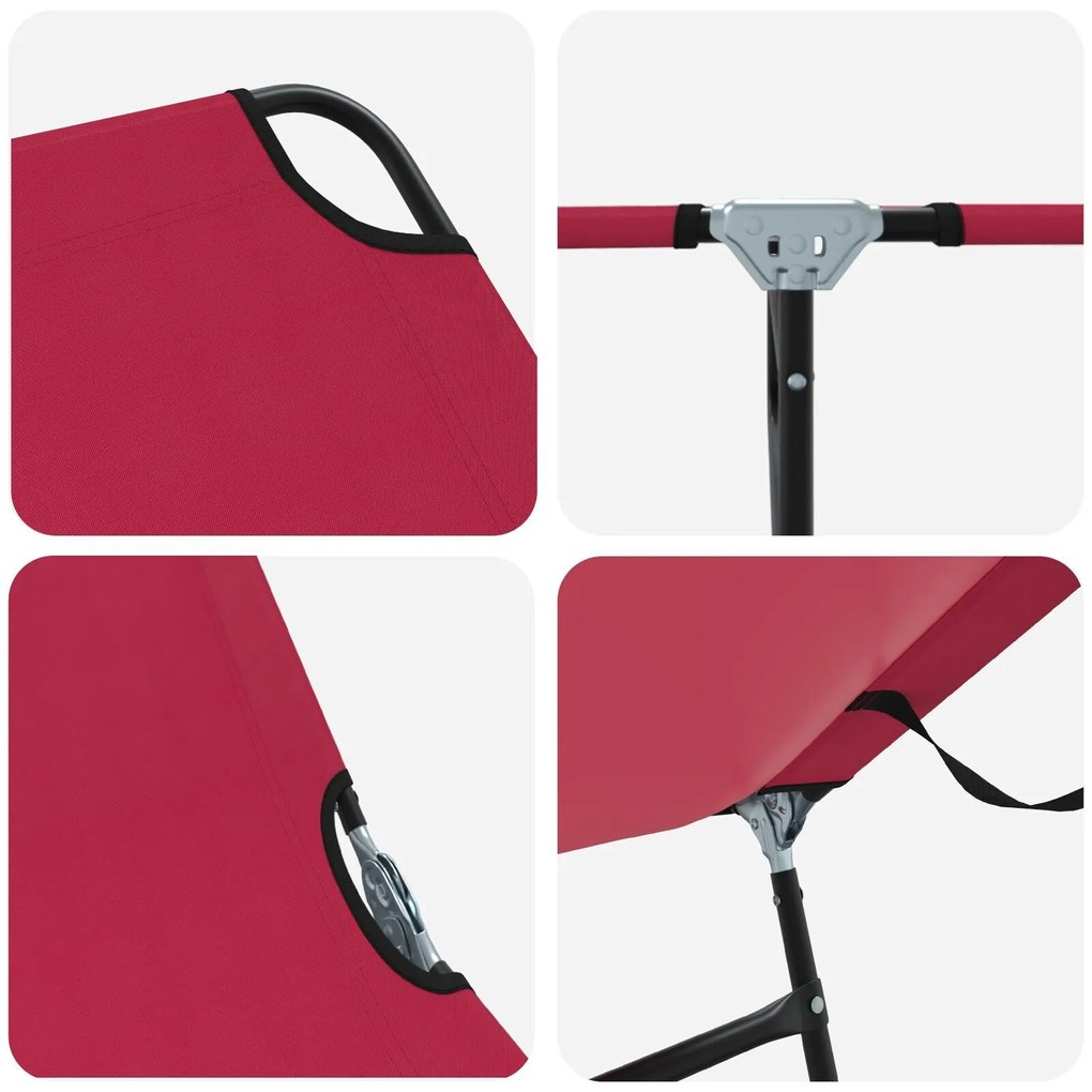 Espreguiçadeira Dobrável 2 pcs Portátil Vermelha Tecido Oxford 600D
