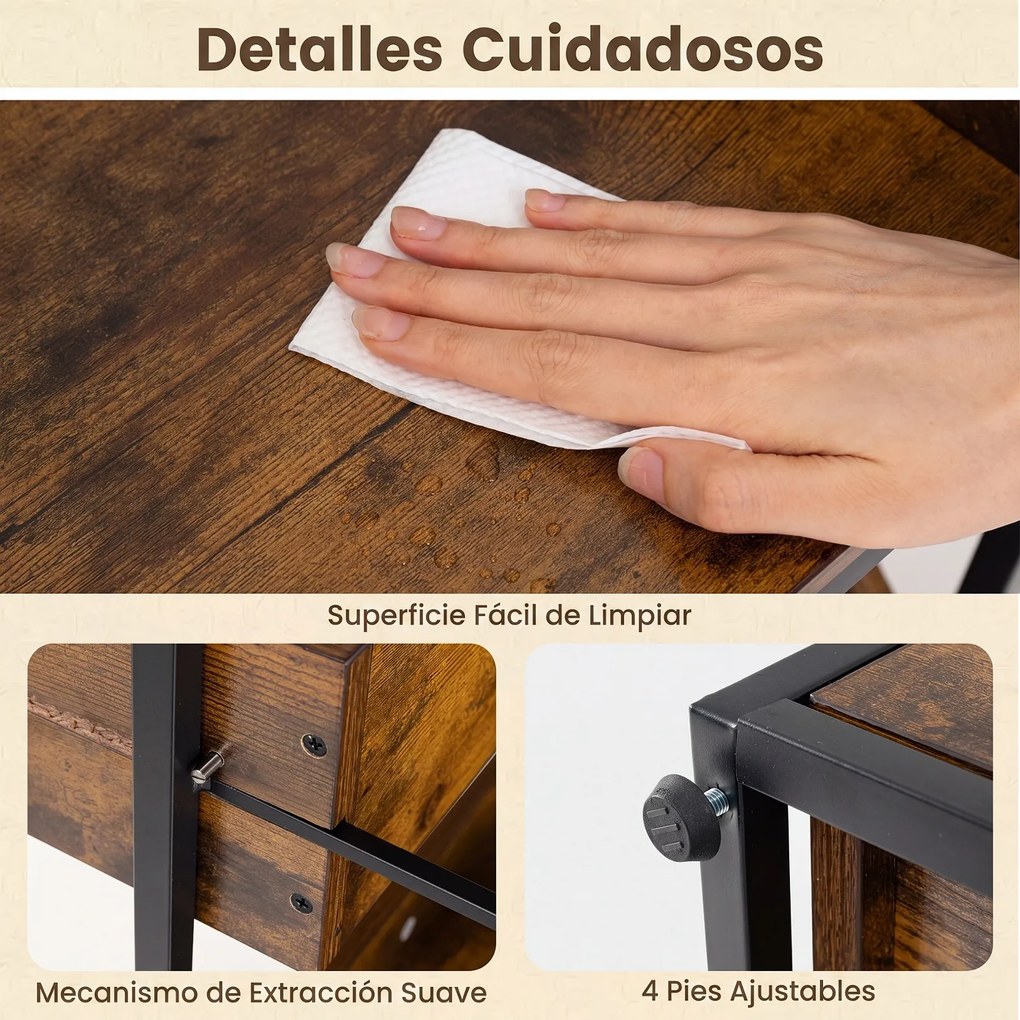 Estante de Arrumação de Cozinha, 60 x 35 x 118 cm, 5 Níveis com Gavetas Removíveis, Castanho+Preto