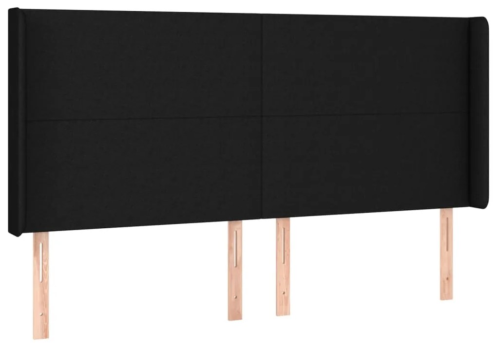 Cama box spring c/ colchão e LED 180x200 cm tecido preto