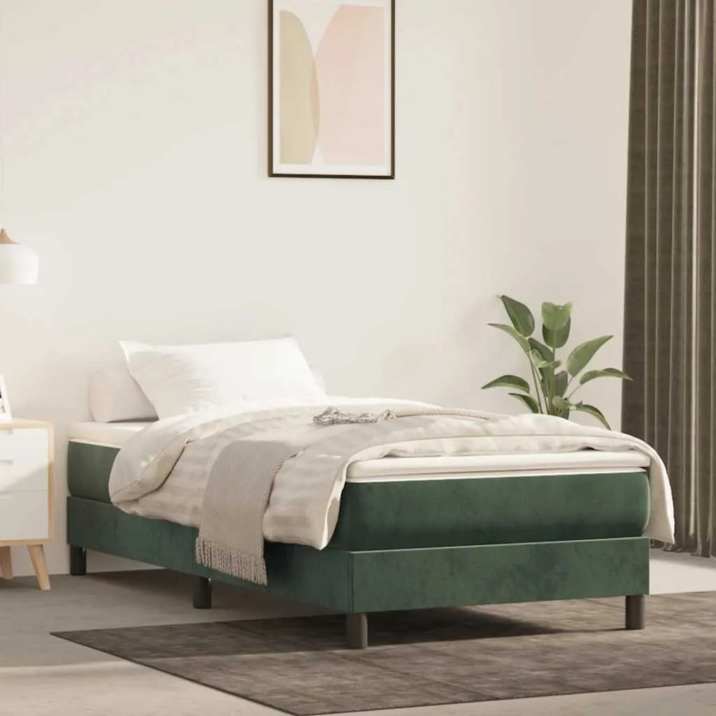 vidaXL Colchão de molas ensacadas 80x210x20 cm veludo verde-escuro