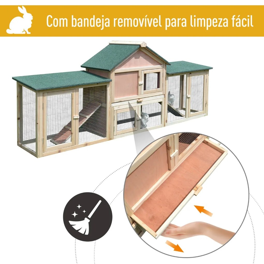Gaiola ao exterior grande casa para pequenhos animais gaiola Coelhos 210x45.5x84.5 cm