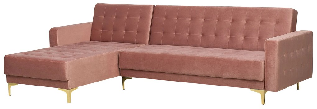 Sofá de canto 4 lugares em veludo rosa à direita ABERDEEN Beliani