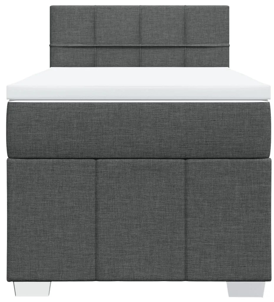 Cama com molas/colchão 90x200 cm tecido cinzento-escuro