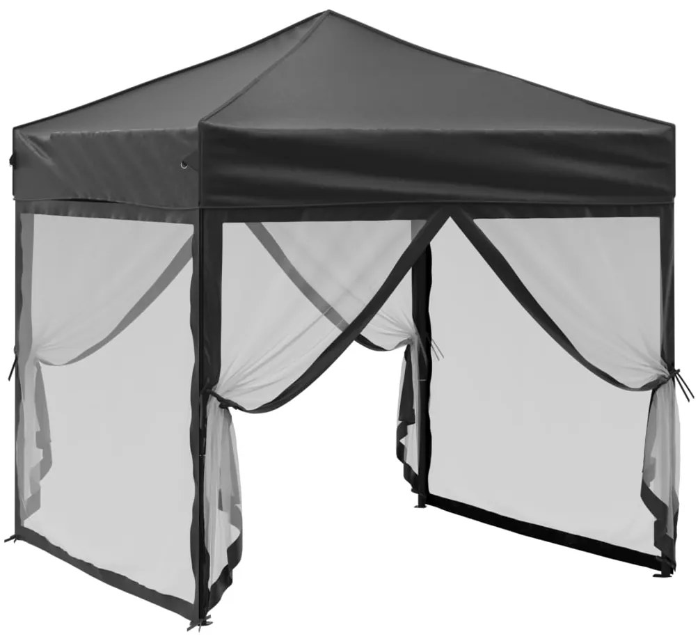 Tenda para festas dobrável com paredes laterais 2x2 m preto