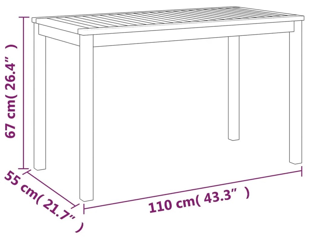 Mesa de jardim 110x55x67 cm madeira de acácia maciça