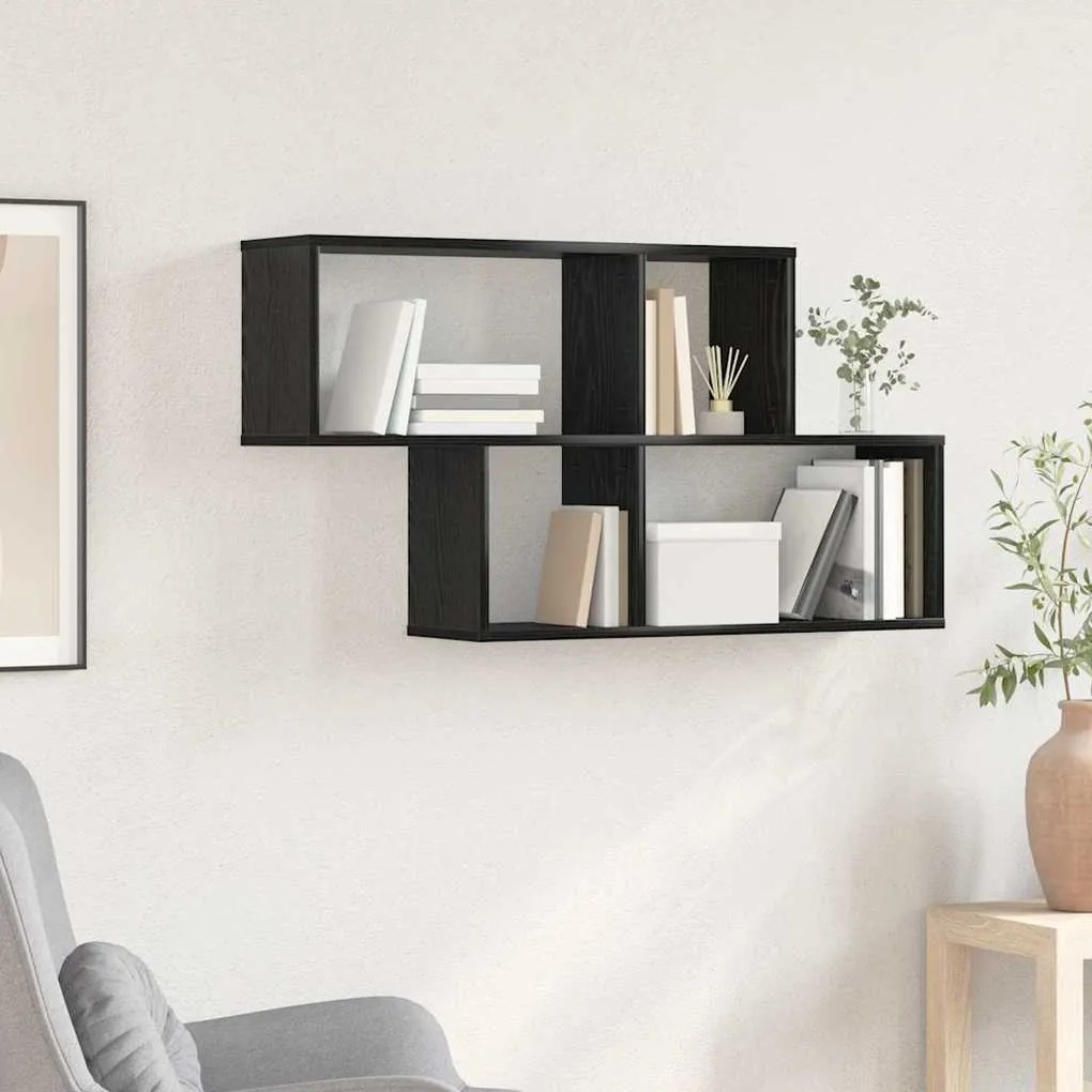 vidaXL Prateleira de Parede com prateleira Outros Preto madeira