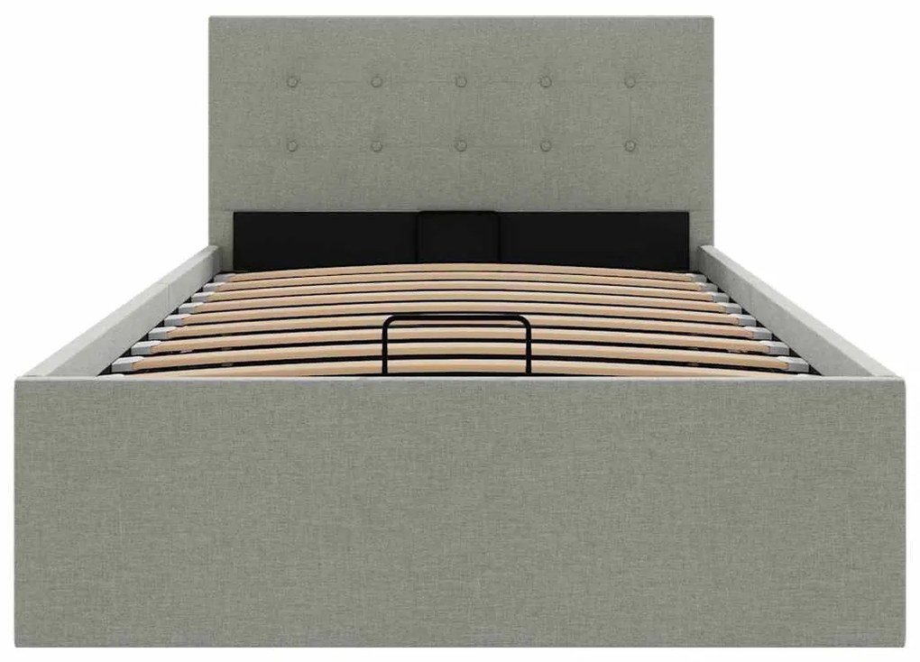 Cama hidráulica c/ arrumação 100x200cm tecido cinza-claro