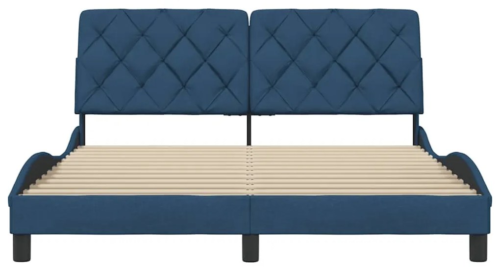 Estrutura de cama sem colchão 160x200 cm tecido azul