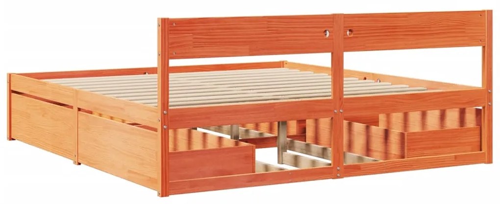 Cama sem colchão 180x200 cm pinho maciço castanho-mel
