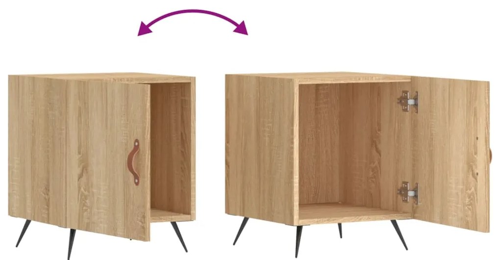 Mesa cabeceira 2pcs 40x40x50cm deriv. madeira carvalho sonoma