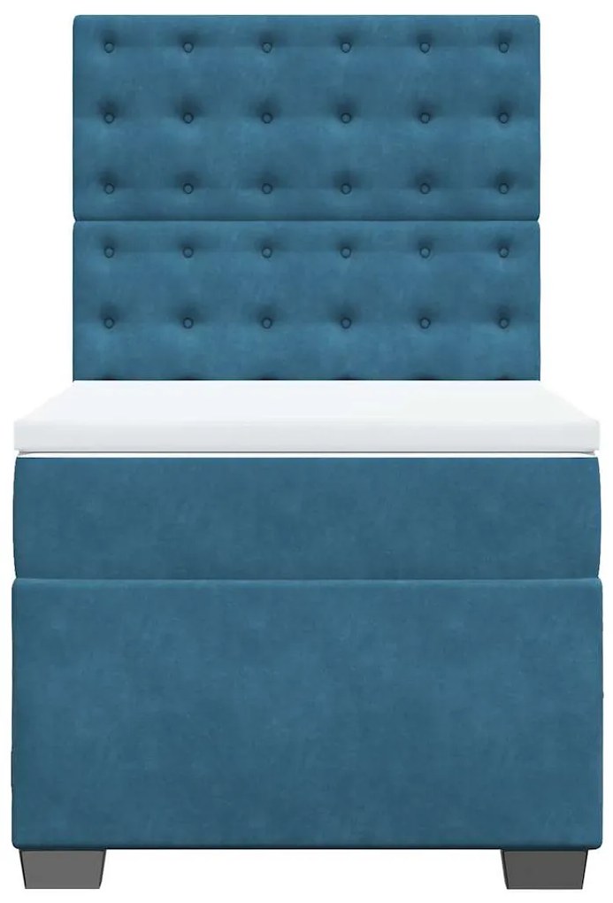 Cama boxspring com colchão 90x190 cm veludo azul