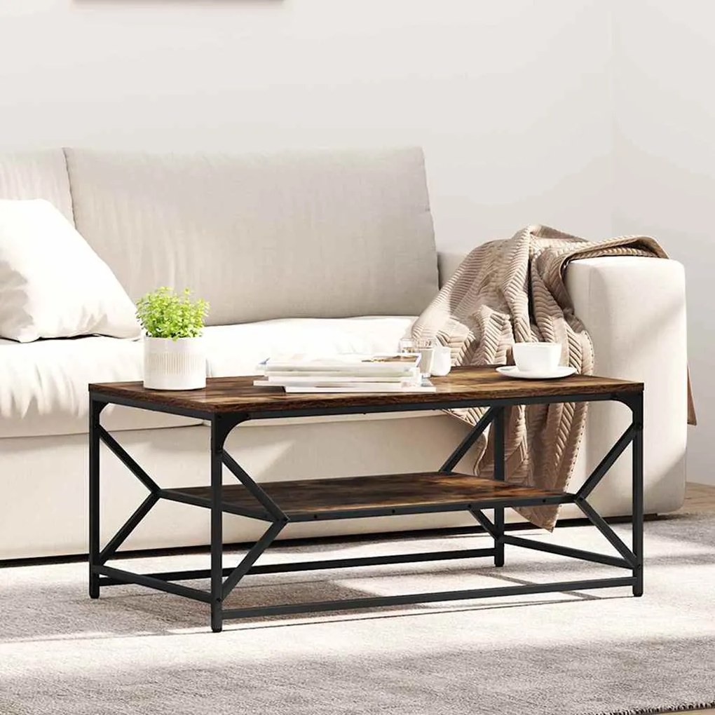 vidaXL Mesa de centro Carvalho fumado 90 x 50 x 40 cm
