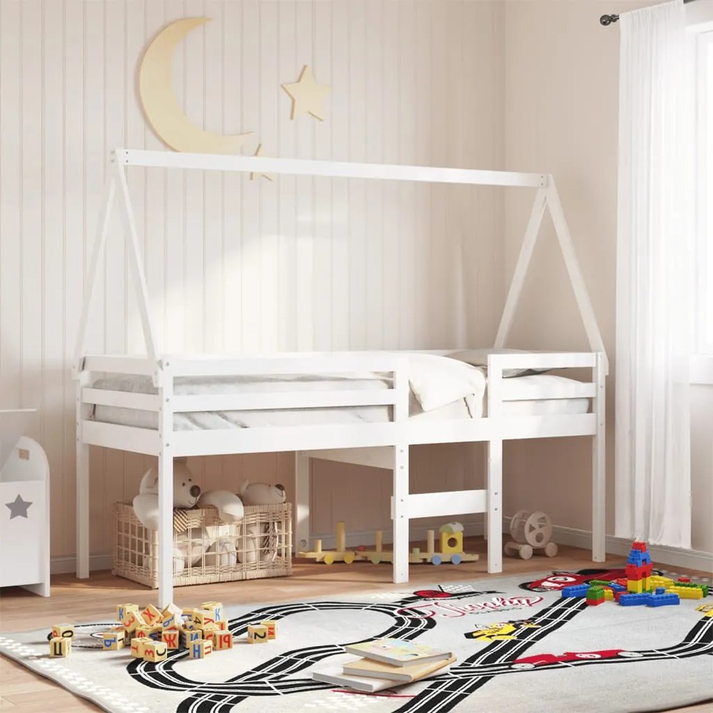 Telhado de cama infantil 209x95,5x88 cm pinho maciço branco