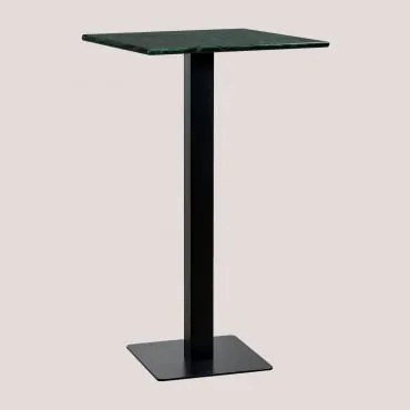 Mesa Alta De Bar Quadrada 60x60 Cm Em Mármore Livanto Mármore Verde Big Flower & Preto - Sklum