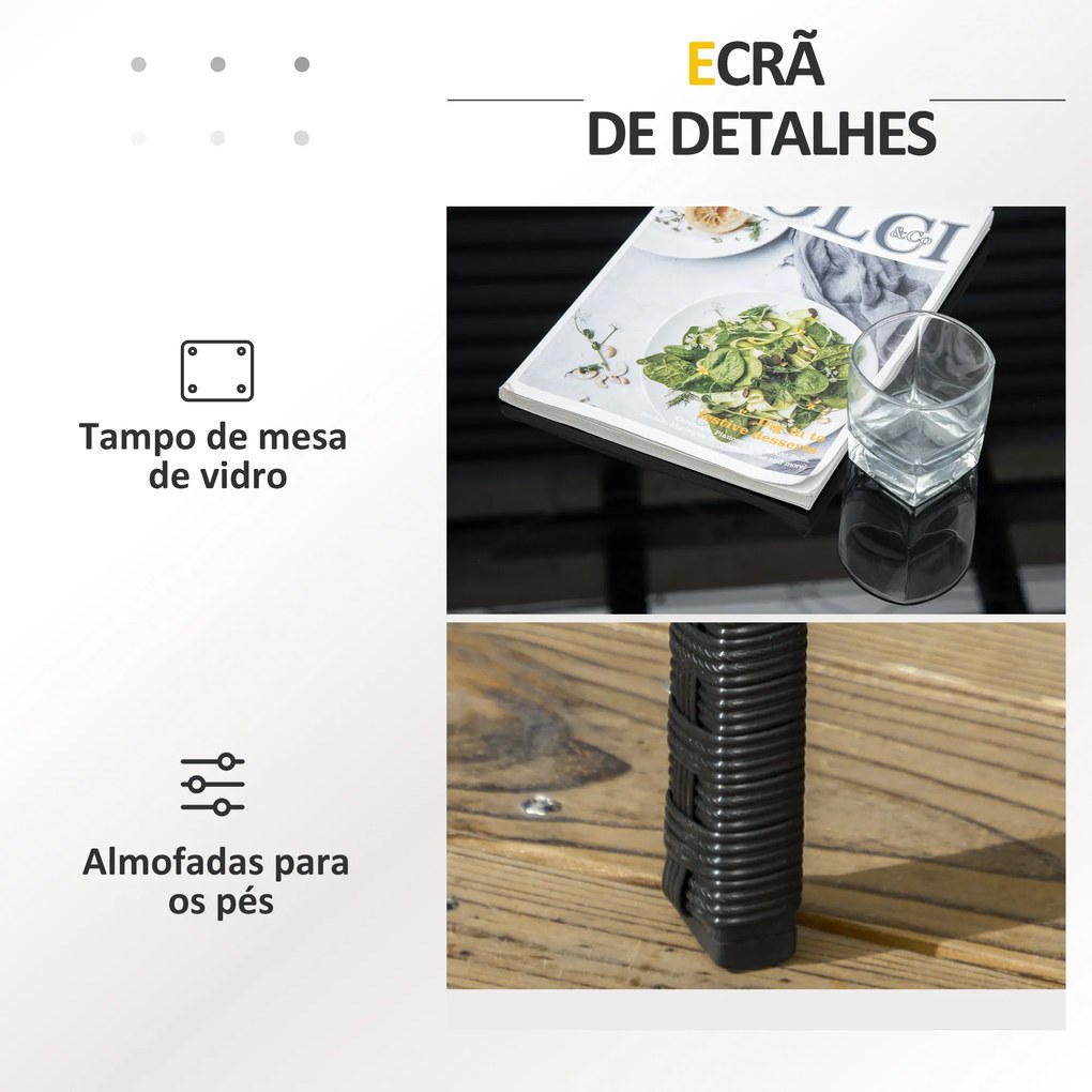 Conjunto de Jardim de Vime Sintético Conjunto de 4 Peças Móveis de Jar