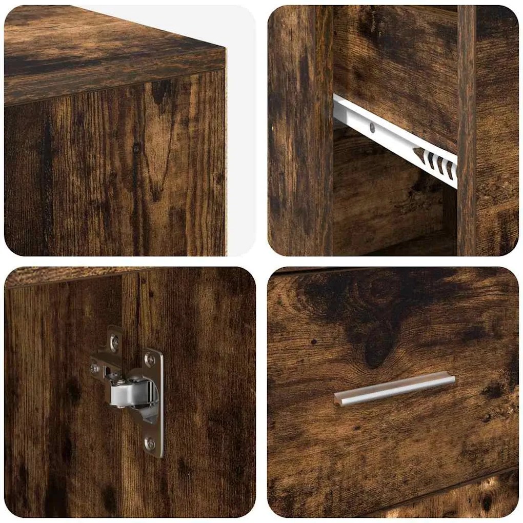 mesa de canto Carvalho Fumado 102x88x75 cm Madeira Engenheirada