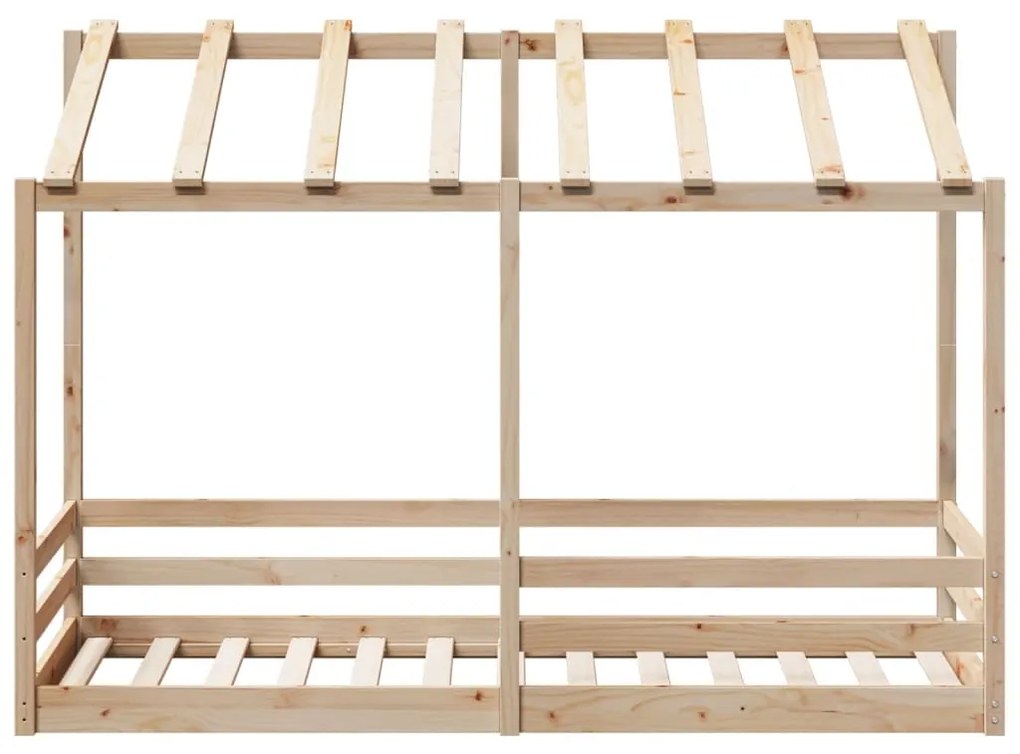 Cama infantil com telhado 90x190 cm madeira de pinho maciça