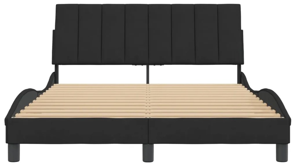 Estrutura de cama sem colchão 140x190 cm veludo preto