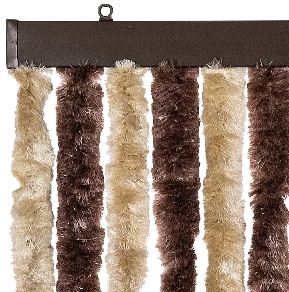 Cortina anti-insetos 90x200 cm chenille bege e castanho-claro