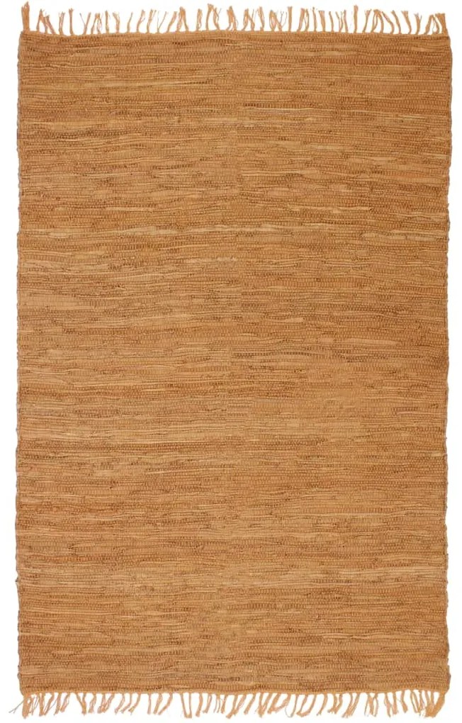 245226 vidaXL Tapete chindi tecido à mão couro 160x230 cm bronze