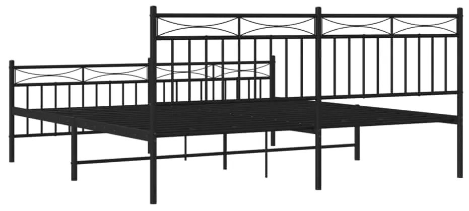 Estrutura de cama com cabeceira e pés 183x213 cm metal preto