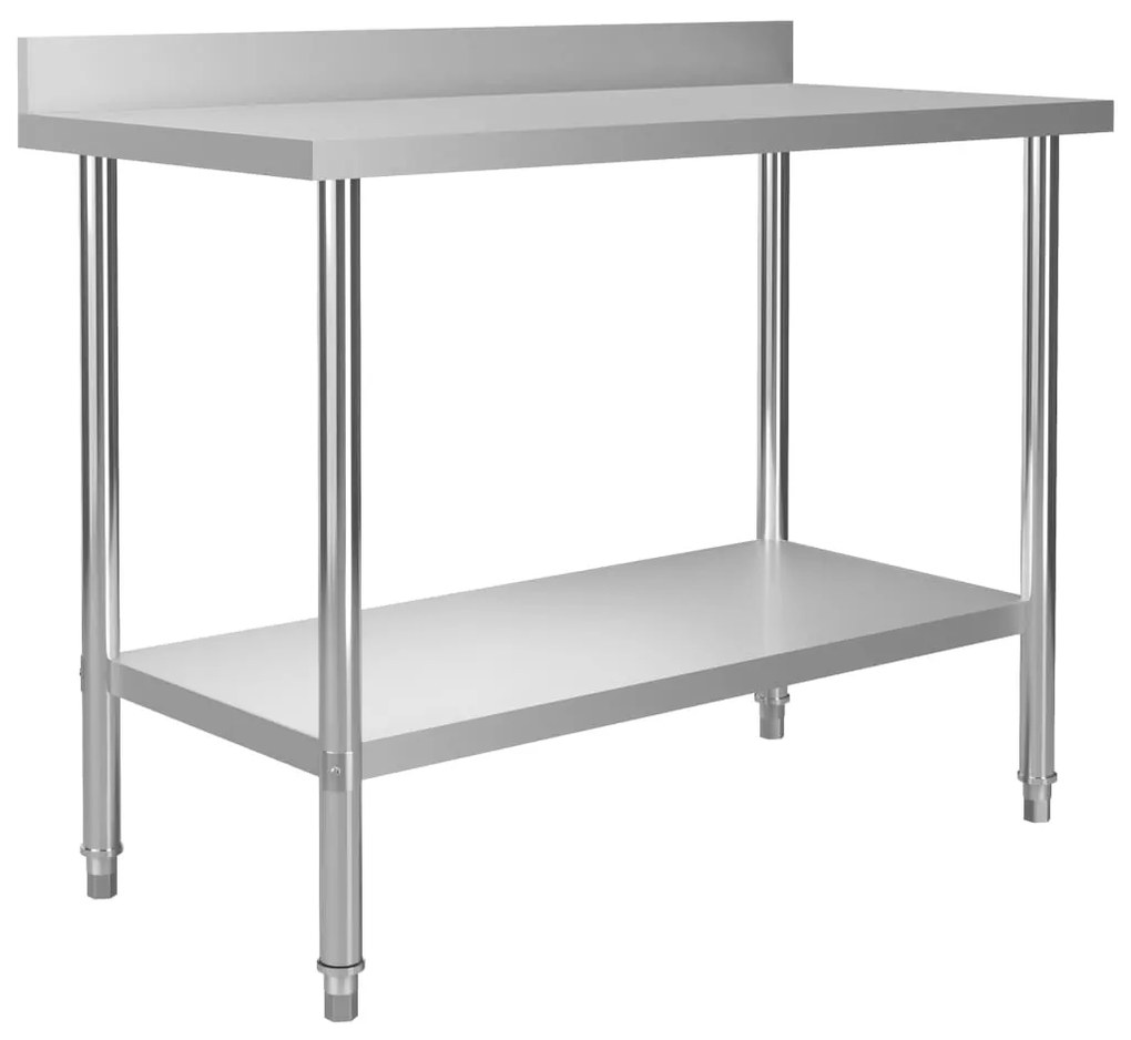 51191 vidaXL Mesa cozinha rebordo antissalpicos 120x60x93 cm aço inoxidável