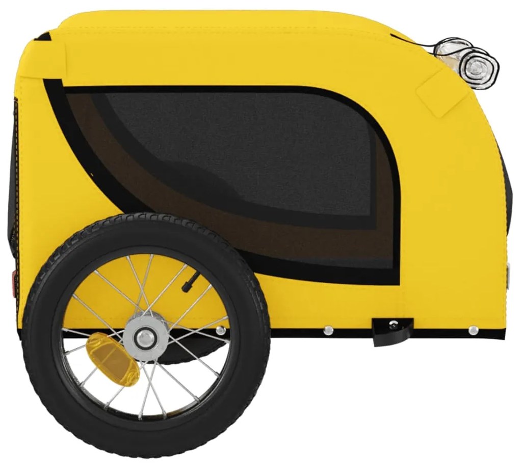 Reboque bicicleta p/ animais tecido oxford/ferro amarelo/preto