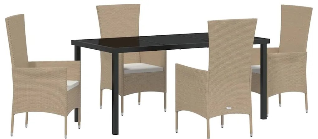 Conjunto de Jantar de Jardim 5 pcs Bege Claro, Preto