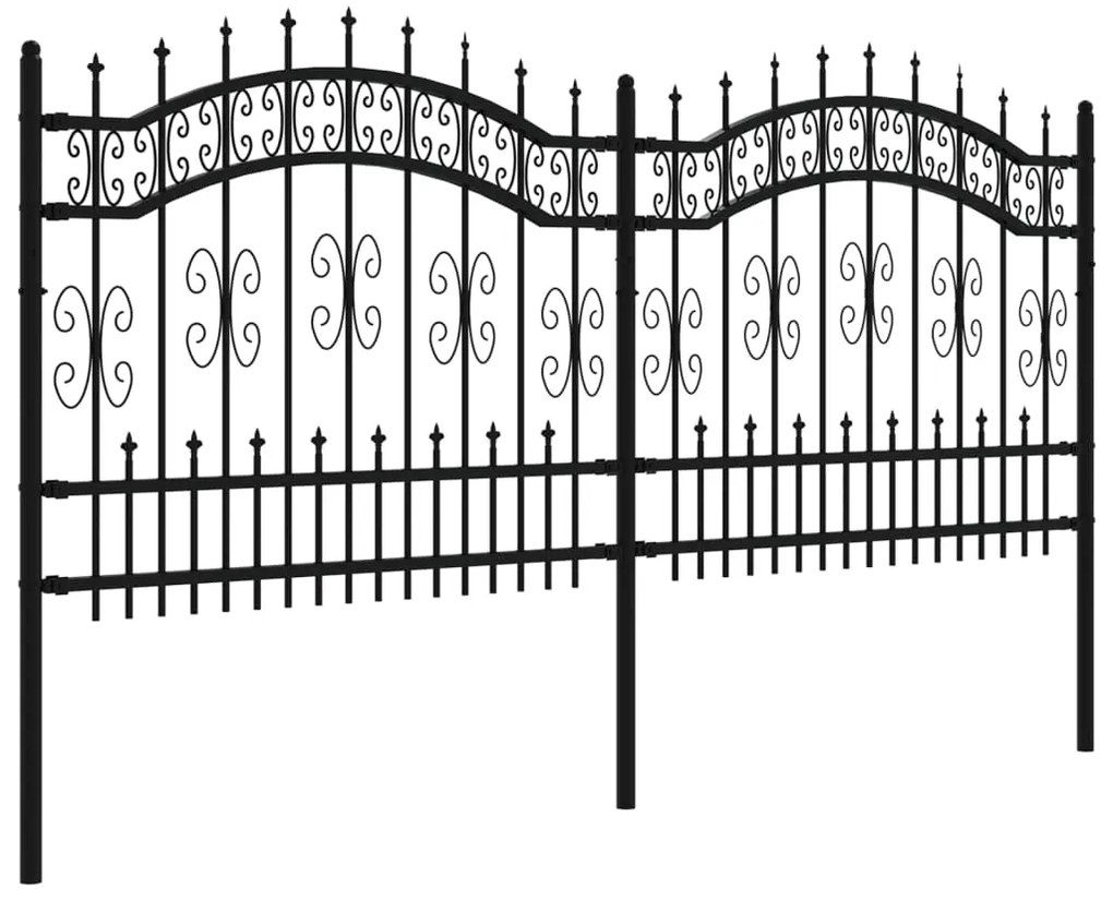 Cerca jardim c/ topo em lanças 140 cm aço revestido a pó preto