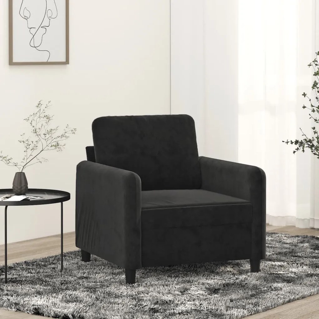 Poltrona Rute - Cor Preto - 78x77x80 cm - Em Veludo, com Estrutura em