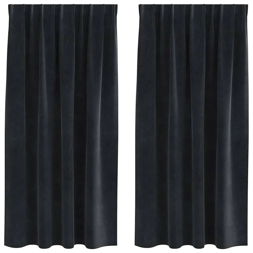 Cortinas Blackout vidaXL com fita superior 2 pcs Veludo Preto