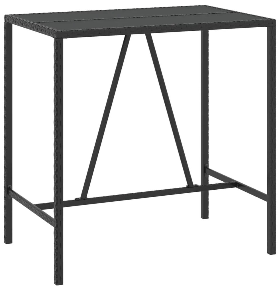 5 pcs conjunto de bar p/ jardim c/ almofadões vime PE preto