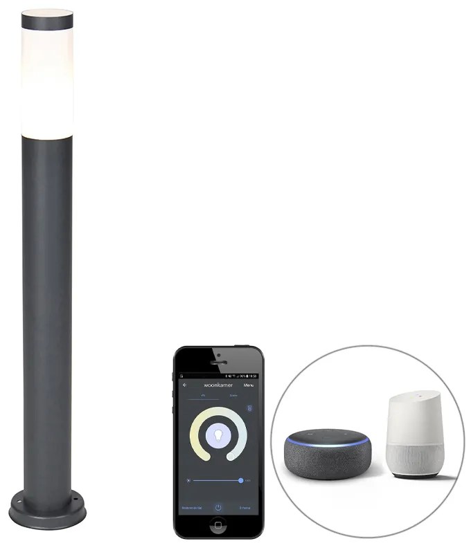 LED Candeeiro de poste exterior inteligente antracite 80 cm com Wi-Fi P45 - Rox Moderno