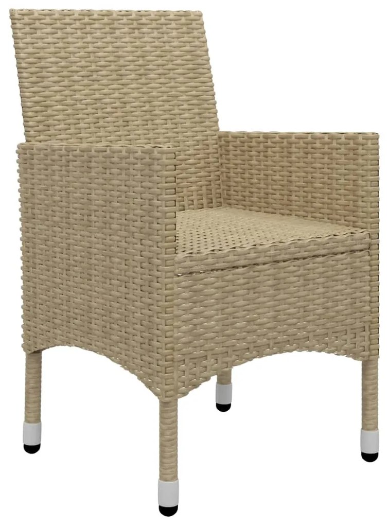 3 pcs conjunto bistrô p/ jardim vime PE e vidro temperado bege