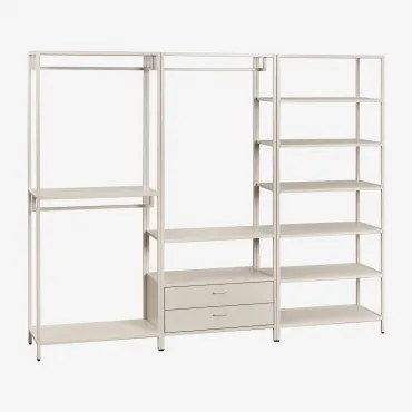Guarda-roupa Modular Aberto De 3 Peças Janine Com Prateleiras De Aço Tapioca Bege - Sklum