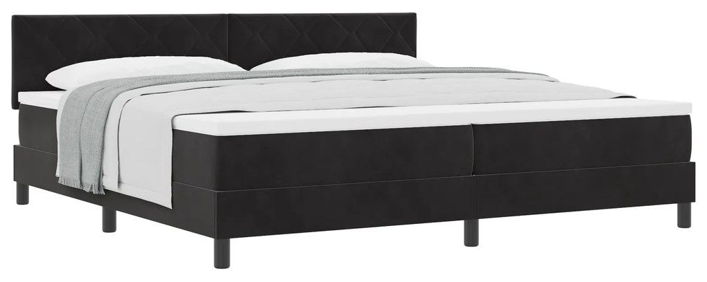 Cama Box Spring com Colchão Preta 200x200 cm Veludo