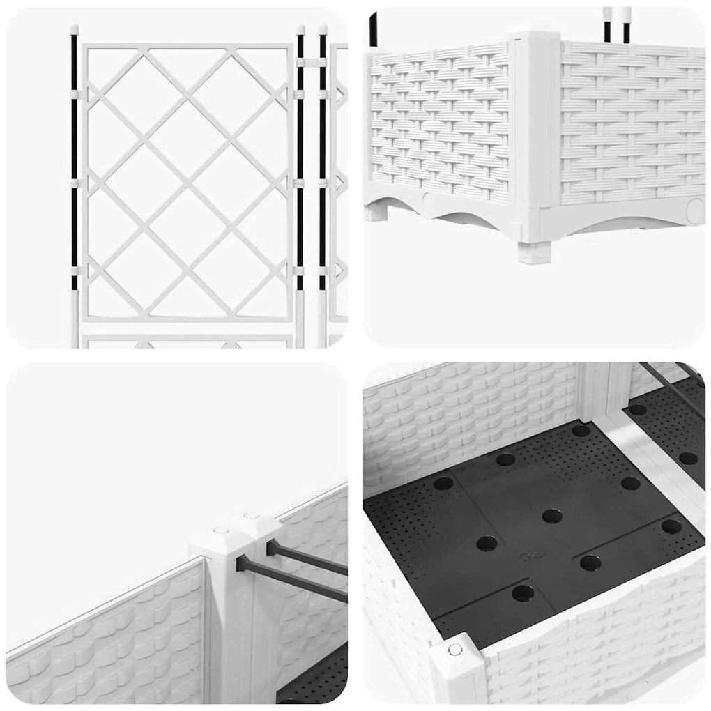 Jardineira com Treliça 2 pcs Branca 80x40x125,5 cm