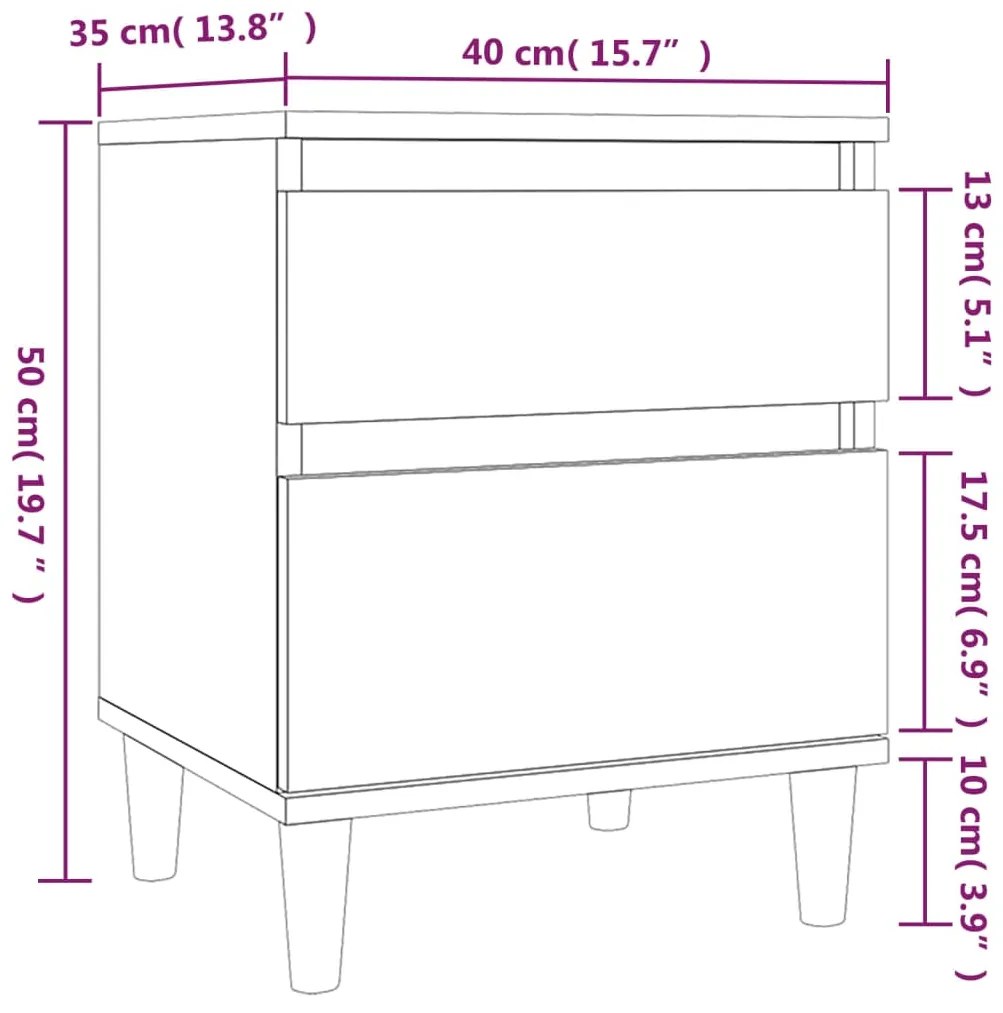 Mesas de cabeceira 2 pcs 40x35x50 cm cinzento cimento