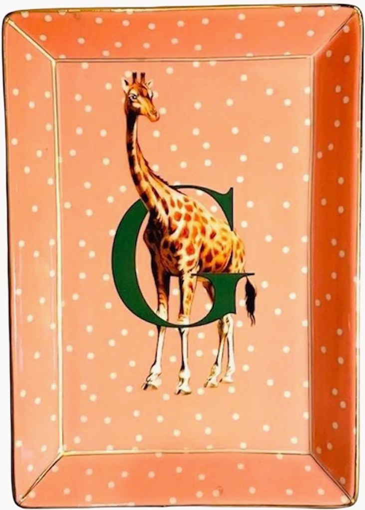 Bandeja decorativa em porcelana fine bone china Giraffe