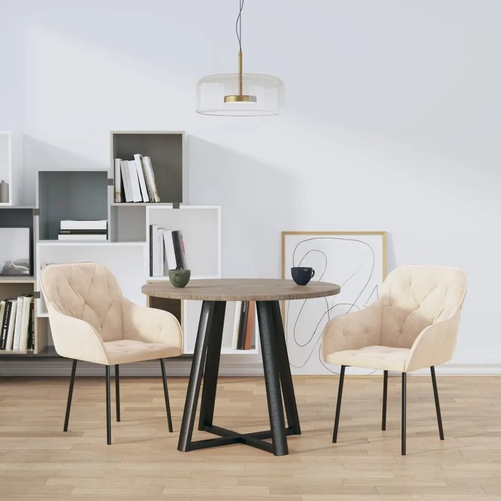 vidaXL Cadeiras de jantar 2 pcs veludo cor creme
